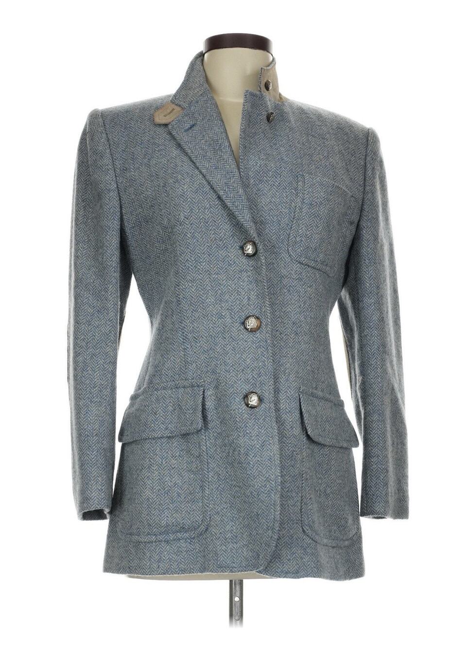 Ralph Lauren Light Blue Herringbone Wool Blazer